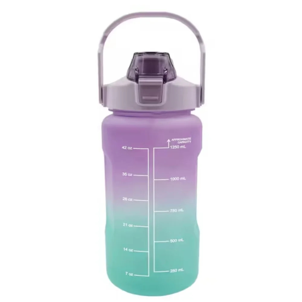 NEW Ombre Water Bottle with Hydration Measurement & Flip-Top Lid 48 oz
